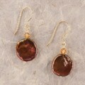 Goldfill Dawn Clouds Bronze Coin Pearl Earrings (USA)