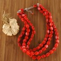 Silver and Coral Coins Red Surf Necklace (USA)