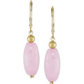 10k Yellow Gold Rose Quartz and Bead Earrings