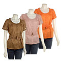 French Dressing Scoop Neck Short-sleeve Blouse