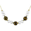 14k Gold Tiger's Eye and Freshwater Pearl Necklace