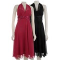 Connected Apparel Illusion Halter Twist Waist Dress