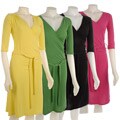 Nice Wear Women's 3/4-sleeve Stretch Wrap Dress