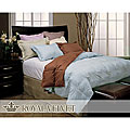 Royal Velvet Chocolate/ Blue 3-piece Down Comforter Set