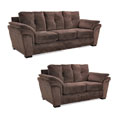 Velvet Chocolate Fabric Sofa and Loveseat