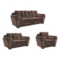 Velvet Chocolate Fabric Sofa, Loveseat and Chair