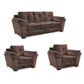 Velvet Chocolate Fabric Sofa with Two Chairs