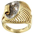 14k Pink Gold and 1 1/6ct TDW Old Mine Diamonds Ring