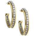 14k Yellow Gold and Diamonds Hoop Earrings