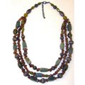 Handmade Copper Green Jasper & Glass Necklace (India)