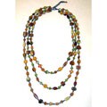 Handmade Glass Bead 'Golden Green' Necklace (India)