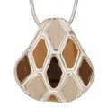 Sterling Silver Beige and Brown Enamel Necklace