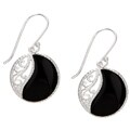 Sterling Silver Onyx Filigree Drop Earrings