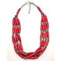 Vivid Red Polished Bone Necklace (India)