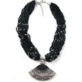 Handmade Glass Bead 'Exotic Fan' Necklace (India)