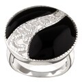 Sterling Silver Onyx Filigree Circle Ring