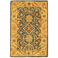 Antique Hand-spun Blue/ Beige Wool Mahal Rug (2' x 3')