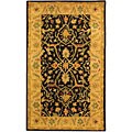 Antique Hand-spun Black/ Beige Wool Mahal Rug (3' x 5')
