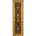 Antique Hand-spun Black Wool Mahal Runner Rug (2'3 x 12')