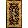 Antique Hand-spun Black/ Beige Wool Mashad Rug (2'3 x 4')