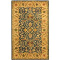 Antique Hand-spun Blue/ Beige Wool Mahal Rug (3' x 5')