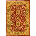 Hand-spun Antique Mahal Rust/ Beige Wool Rug (2' x 3')