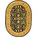 Hand-spun Antique Mahal Black/ Beige Wool Rug (4'6 x 6'6 Oval)