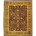Hand-spun Antique Wool Mahal Brown/ Blue Rug (7'6 x 9'6)