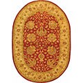 Antique Hand-spun Wool Mashad Rust/ Ivory Oval Rug (4'6 x 6'6)