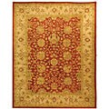 Hand-spun Mashad Rust/ Ivory Wool Rug (9'6 x 13'6)