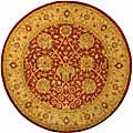 Hand-spun Mashad Rust/ Ivory Wool Rug (6' Round)