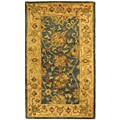 Hand-spun Mashad Blue/ Ivory Wool Rug (2'3 x 4)