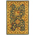 Hand-spun Mashad Blue/ Ivory Wool Rug (2' x 3')