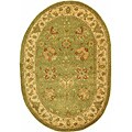 Antique Hand-spun Sage/ Ivory Wool Rug (4'6 x 6'6 Oval)