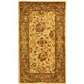 Hand-spun Antique Ivory/ Green Wool Rug (2'3 x 4')