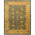 Hand-spun Antique Blue/ Ivory Wool Rug (6' x 9')