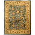 Hand-spun Antique Blue/ Ivory Wool Rug (9'6 x 13'6)