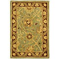 Hand-spun Antique Blue/ Brown Wool Rug (2' x 3')