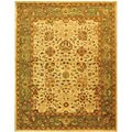 Hand-spun Antique Ivory/ Green Wool Mashad Rug (6' x 9')