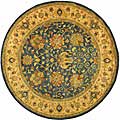 Hand-spun Mashad Blue Ivory Wool Rug (3'6 Round)