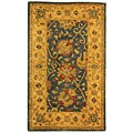 Hand-spun Blue Ivory Mashad Wool Rug (3' x 5')