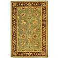 Hand-spun Blue Brown Mashad Wool Rug (4' x 6')