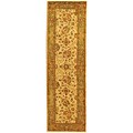 Hand-spun Ivory Green Mashad Wool Rug (2'3 x 12')