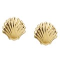 14k Yellow Gold Clam Shell Stud Earrings