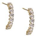 14k Yellow Gold Curved Hoop CZ Earrings