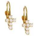 14k Yellow Gold Leverback Cross Earrings