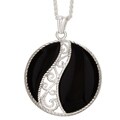 Sterling Silver Black Onyx Filigree Necklace