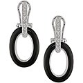 14k Gold 1/10ct TDW Diamond and Onyx Oval Earrings