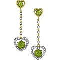 14k Gold Peridot and 1/4ct TDW Diamond Earrings