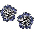 18k White Gold Sapphire and 1/3ct TDW Diamond Earrings (G-H-I, SI)